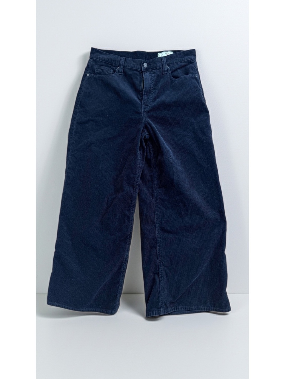 Gap Baggy Mid Rise Wide Leg Corduroy Pants Black Womens 29 8R Cropped Cords EUC